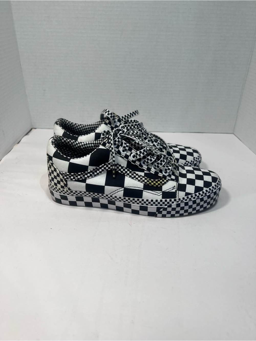 Vans Classic Checkerboard Lace-Up Sneakers - Black & White